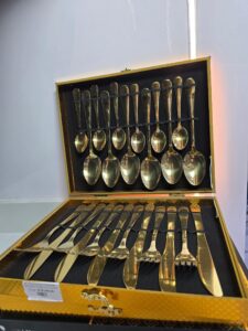 Golden case cutlery